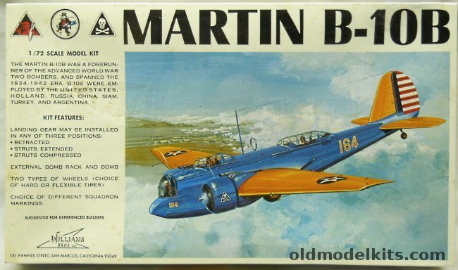 Williams Brothers 1/72 Martin B-10B Bomber - 96th Bombardment Squadron / 11th BS / 31st BS, 72-210 plastic model kit